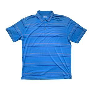 Nike Tour Dri‑Fit Golf Polo Mens XXL Blue Orange Striped Performance Stretch Top